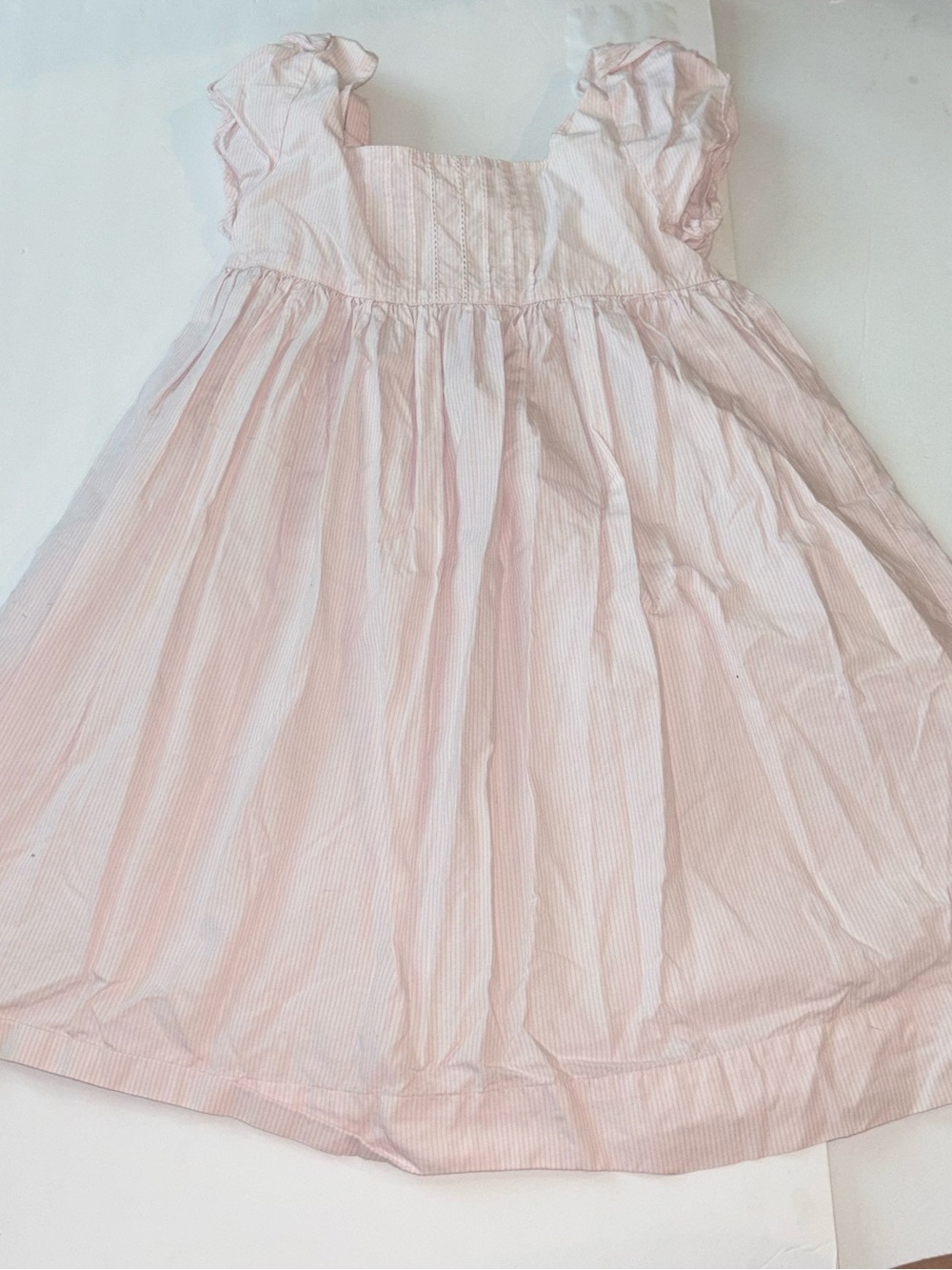 Chaps by Ralph Lauren Girls Sz 6 Pink Pinstripe Dress Cottagecore Prairie
